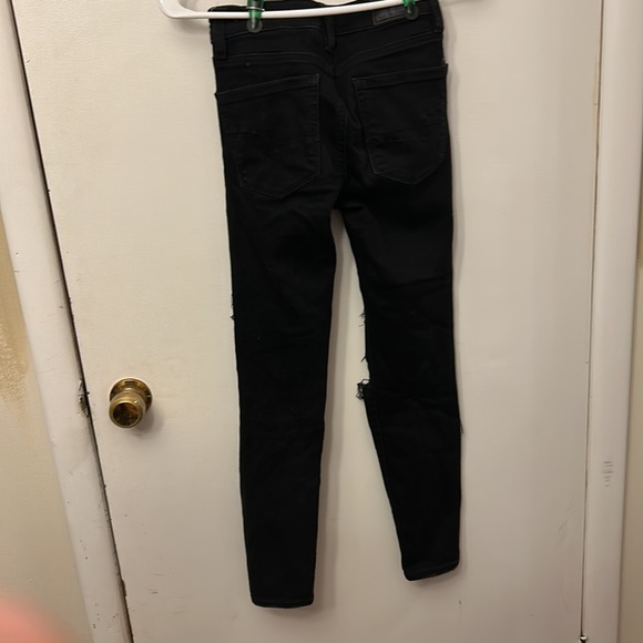 American Eagle Women’s Distress Jeans Black Size 00 Short - Picture 4 of 7